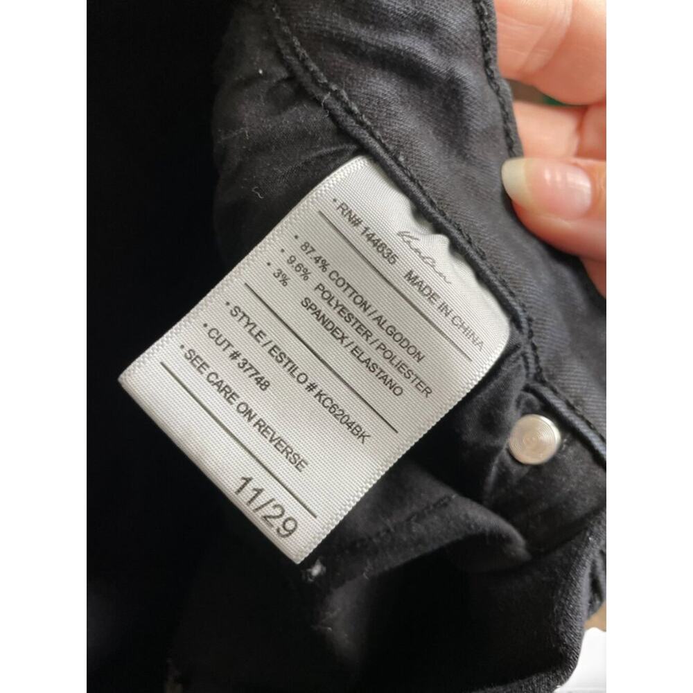 Black distressed Kancan midrise skinny jeans with double raw hem size 29 - Picture 9 of 9